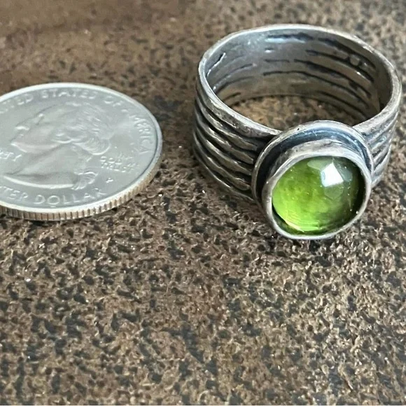 Silpada Sterling Silver & Green Glass Ring - Size 12 - Picture 5 of 5